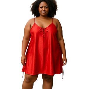 AVENUE BODY Chemise Nightgown Plus Sz 18/20 Red Lingerie Nightie 90s Y2K